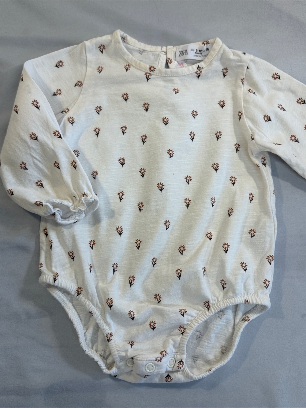 Zara Cream Bodysuit with Brown Floral Print